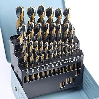 29Pcs Drill Bit Set, 135 Degree Tip High Speed Steel with Black and Gold Finish, Stainless Steel, Plastic and Wood with Metal Indexed Storage Case 1/16"-1/2" (29pcs Black and Gold)