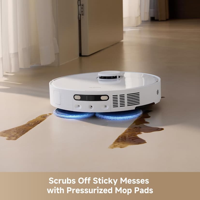 Mova P10 Ultra Robot Vacuum and Mop 8,300Pa Suction 140°F Hot Water Auto Mop Washing & Drying, Dual Spinning Extenable Clean, 10.5mm Lifting for Carpet, 360°Obstacle Avoidance, App Control