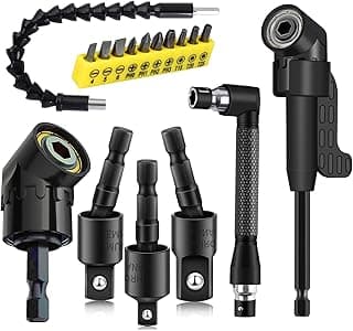 17Pcs Flexible Drill Bit Extension, Include 3Pcs Rotatable Socket Adapter 2Pcs Hex Shank 105° Right Angle Drill Attachment 10 Short Screwdriver Bits 90° Angled Bits and Bendable Extension