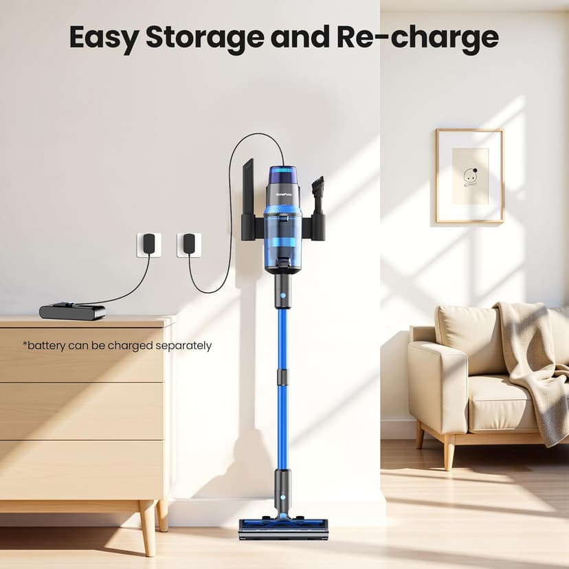 V25 Cordless Vacuum Cleaner, 680W 60Kpa Powerful Stick Vacuum with Dust Sensor, Digital Display, 4000mAh Rechargeable Battery up to 60Mins, Versatile for Pet Hair, Floor, Carpet (Sapphire)