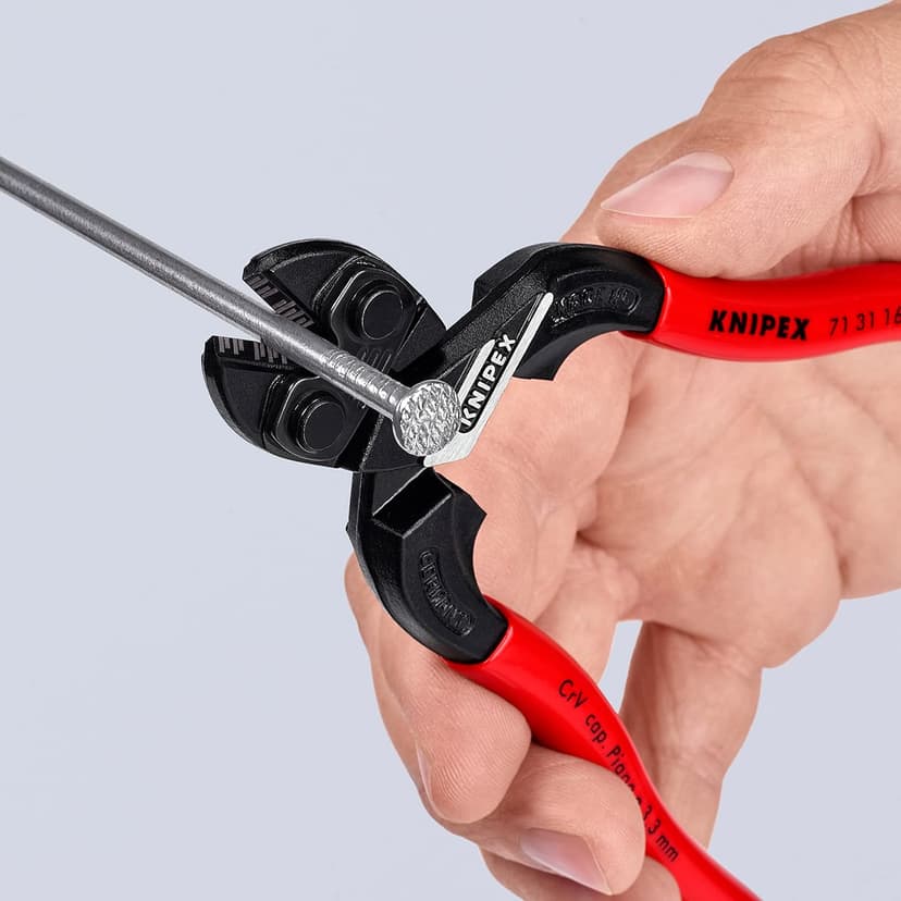 Knipex CoBolt® S Compact Bolt Cutters with recess in the cutting edge black atramentized, plastic coated 160 mm 71 31 160