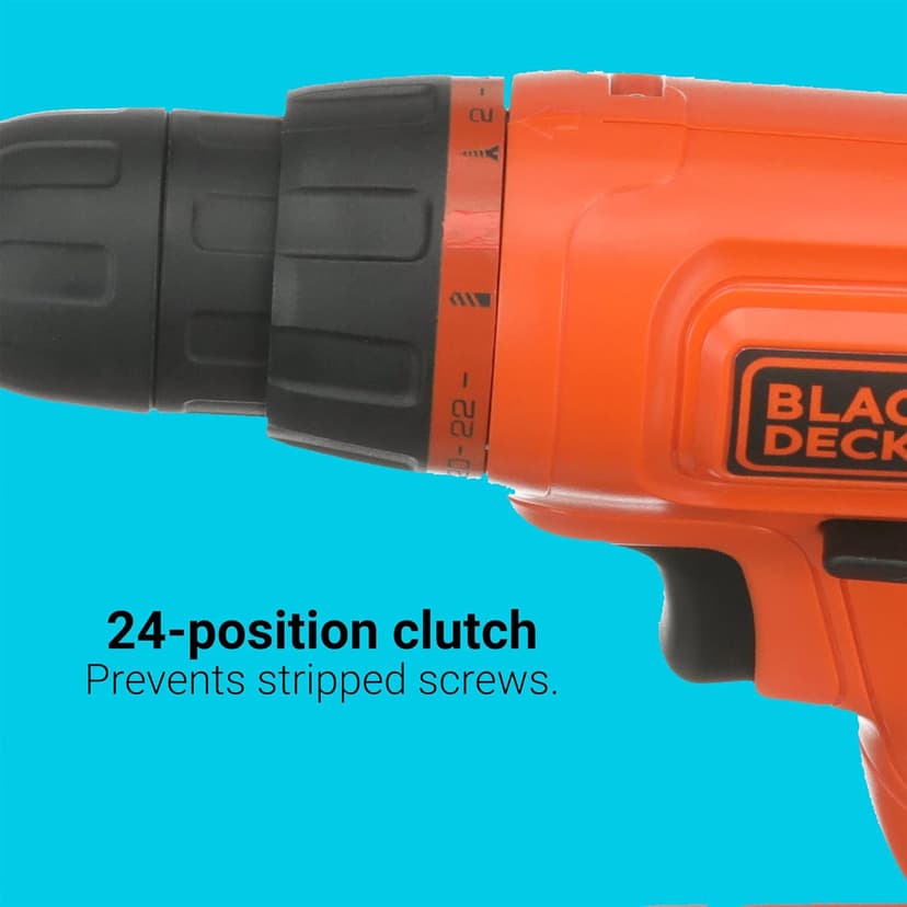BLACK+DECKER 20V MAX* POWERCONNECT Cordless Drill Driver Kit with Drill Bit Set and Sockets, 100 pc. Tool Kit for Home, Battery and Charger Included ,Orange (BDC120VA100)