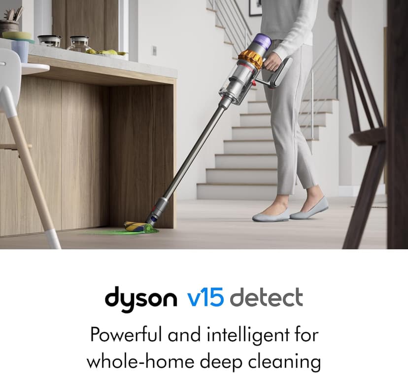 Dyson V15 Detect Cordless Vacuum Cleaner, Yellow/Nickel