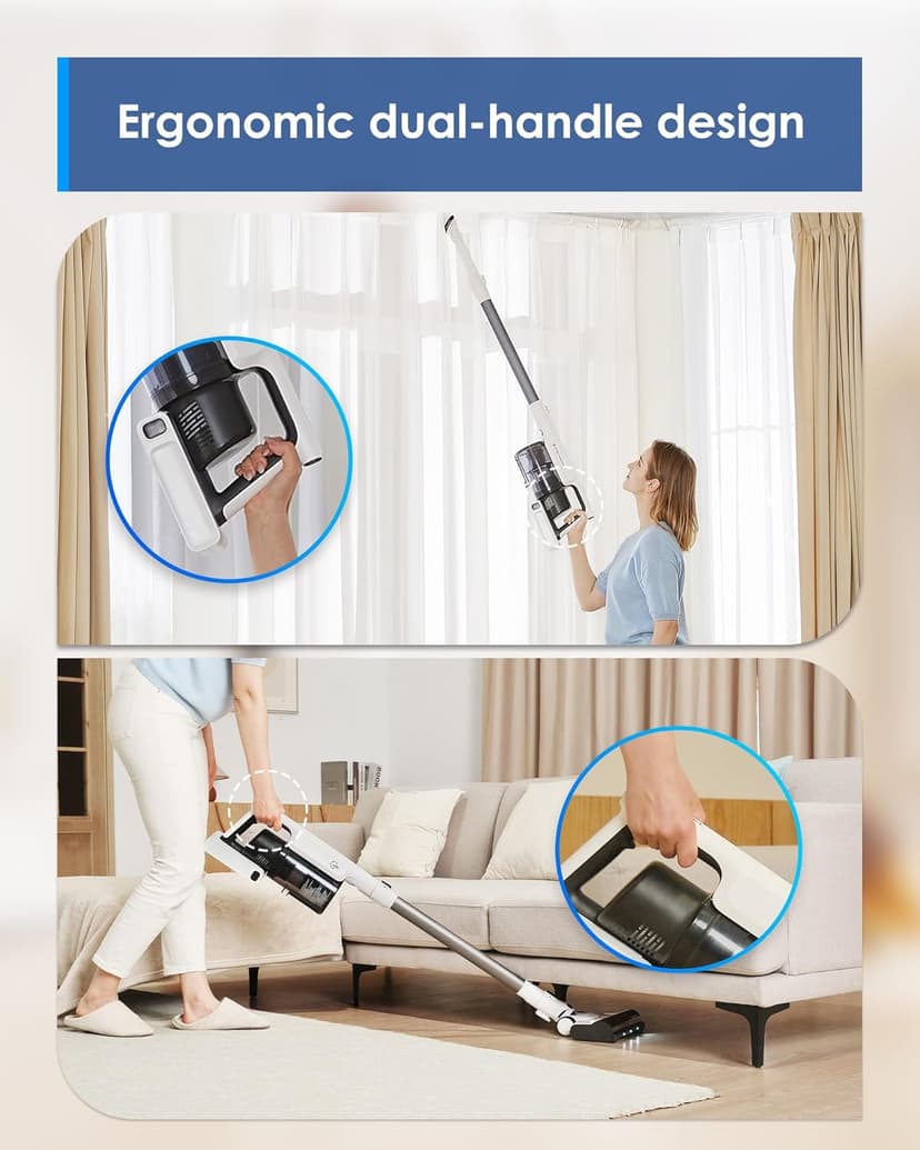 Tineco A30S Cordless Stick Vacuum Cleaner, 160W Suction & Replacement Battery for A30S -25.2 Volt 2500mAh Space