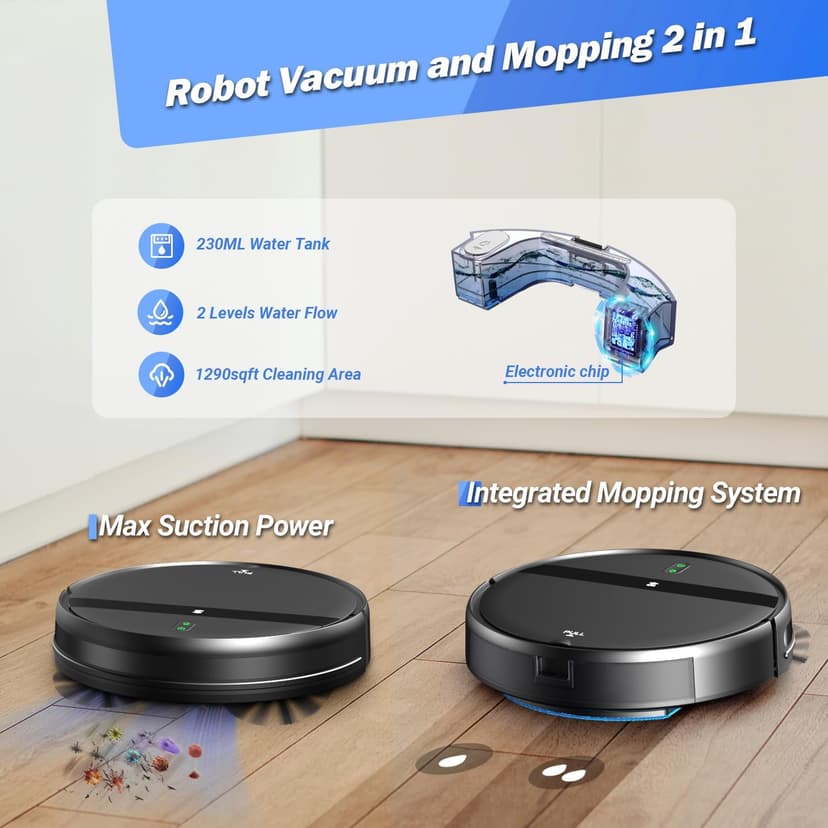 Robot Vacuum and Mop Combo, App/Alexa Control, Smart Robot Vacuum Cleaner, Ultra-Thin, Automatic Recharge Robotic Vacuum Cleaner for Pet Hair/Carpet/Hard Floor