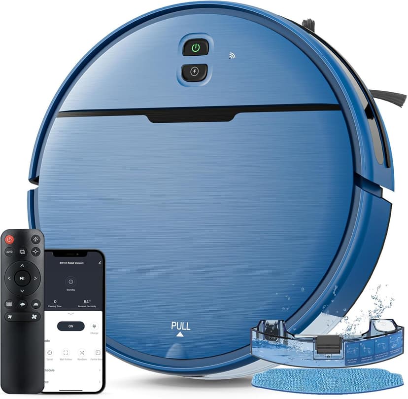 Robot Vacuum and Mop Combo, 2 in 1 Robot Vacuums Cleaner with WiFi/App, Robotic Vacuum with Strong Suction, Schedule, Self-Charging, Slim, Quiet, Ideal for Hard Floor, Pet Hair, Low Pile Carpet