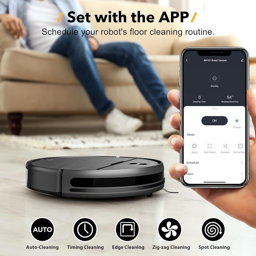 Robot Vacuum and Mop Combo, 2 in 1 Mopping Robot Vacuum Cleaner Compatible with WiFi/App, Robotic Vacuum Up to 2300Pa Suction, Self-Charging, Slim, Ideal for Hard Floor, Pet Hair, Low Pile Carpet
