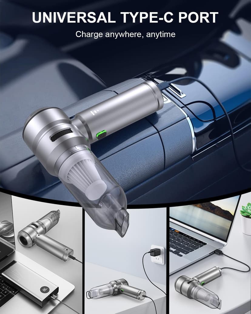 Car Vacuum Portable Cordless for Home 20(Dark Silver)