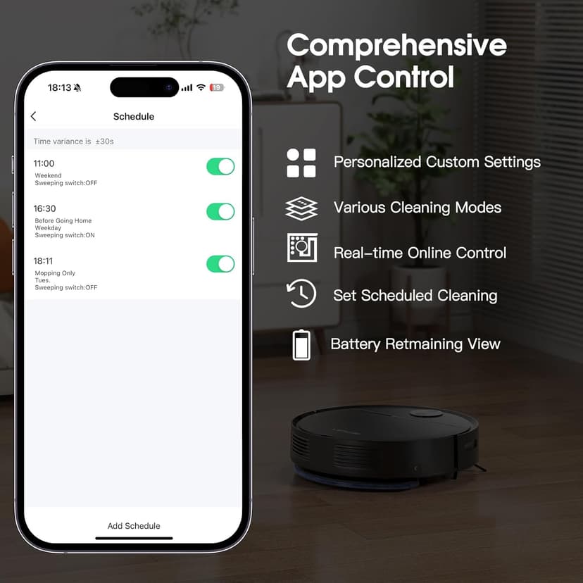 Robot Vacuum and Mop Combo with 4000Pa Suction, APP/Voice/Remote Control, Robotic Vacuums with Personalized Adjustment Setting, Self-Charging, Obstacle Avoidance, Smart Home Robot Aspiradora