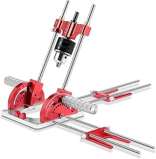 Portable Drill Guide, Multi Angle Drill Guide for Straight Holes,Adjustable Angle 0° to 60°, Heavy-Duty Self-Centering Base,Precision Drilling Jig with Chuck & Key,Chuck Clamping Range for 1/16-1/2"