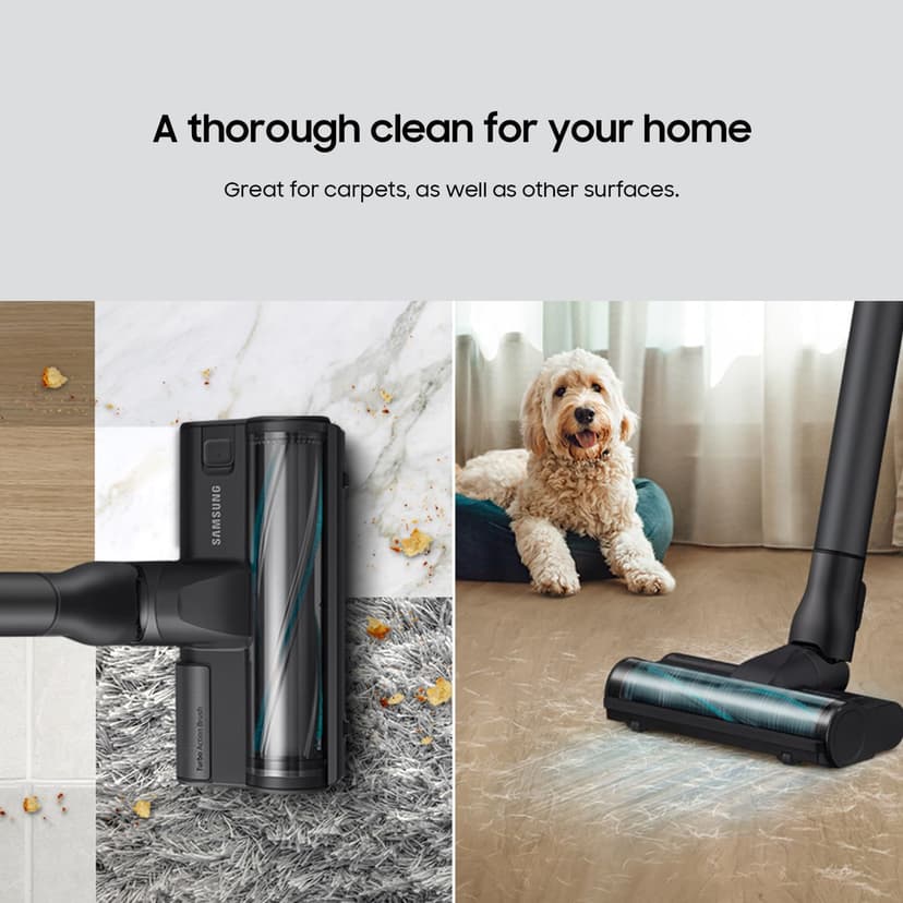 SAMSUNG Jet 75 Pet Cordless Vacuum, Lightweight w/Turbo Action Brush, Pet Tool, Removable Battery, Powerful Cleaning for Hardwood Floors, Carpets, Area Rugs, VS20B75AGR5/AA, Silver