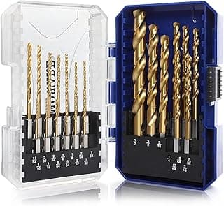 COMOWARE Impact Drill Bit Set - 21 Pcs Hex Titanium HSS Quick Change Impact Driver Bit Set for Wood, Plastic, Aluminum Alloy, Metal, 1/16"-1/2"