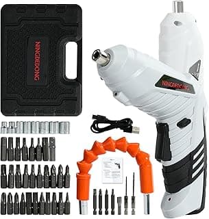 Electric Cordless Screwdriver Set, power-screw-guns，Rechargeable Cordless Power Tool with Carrying Case and Bits (white)