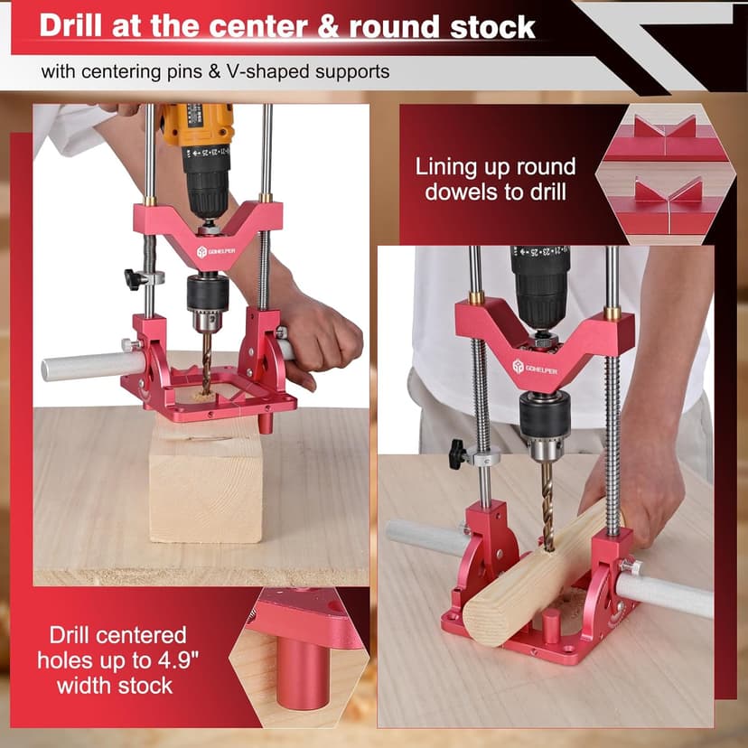 Portable Drill Guide for Straight Holes, Heavy-Duty 0° to 60° Angle Drilling Guide, Drill Press Adapter for Hand Drill, Precision Adjustable Drill Jig Attachment with 1/2" Chuck