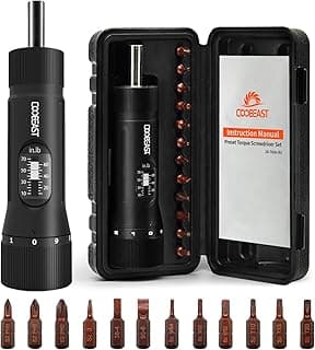 13Pcs Preset Torque Screwdriver with S2 Bits, 1/4” Drive Torque Wrench Screwdriver Set for Maintenance, Tools, Bike Repairing and Mounting, Inch Pound Torque Range 10-70 In-lb