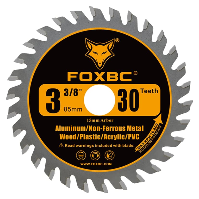 FOXBC 3-3/8 Inch Compact Circular Saw Blade Set, 15mm Arbor, Multi-Material Cut for Wood, Plastic, Metal, Tile Cutting - 6 Pack
