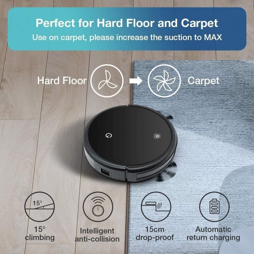 Robotic Vacuum Cleaner,Ideal For Pet Hair,Home and Kitchen Hard Floor and Low Pile Carpet