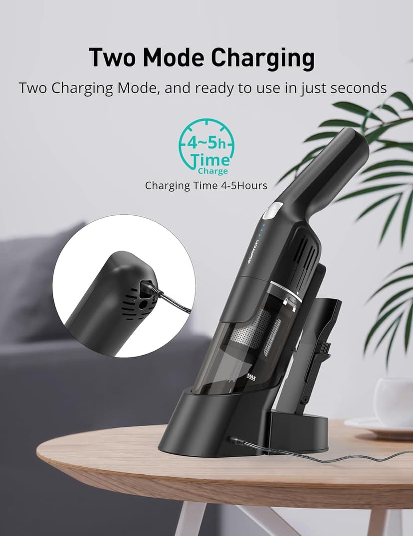 Cordless Handheld Vacuum, 15KPA Powerful Car Vacuum, Rechargeable, Charging Dock, Ergonomic Handle, 2-in-1 Crevice Tool, 1.8lb Portable Handheld Vacuums with 2-Speed for Car, Home
