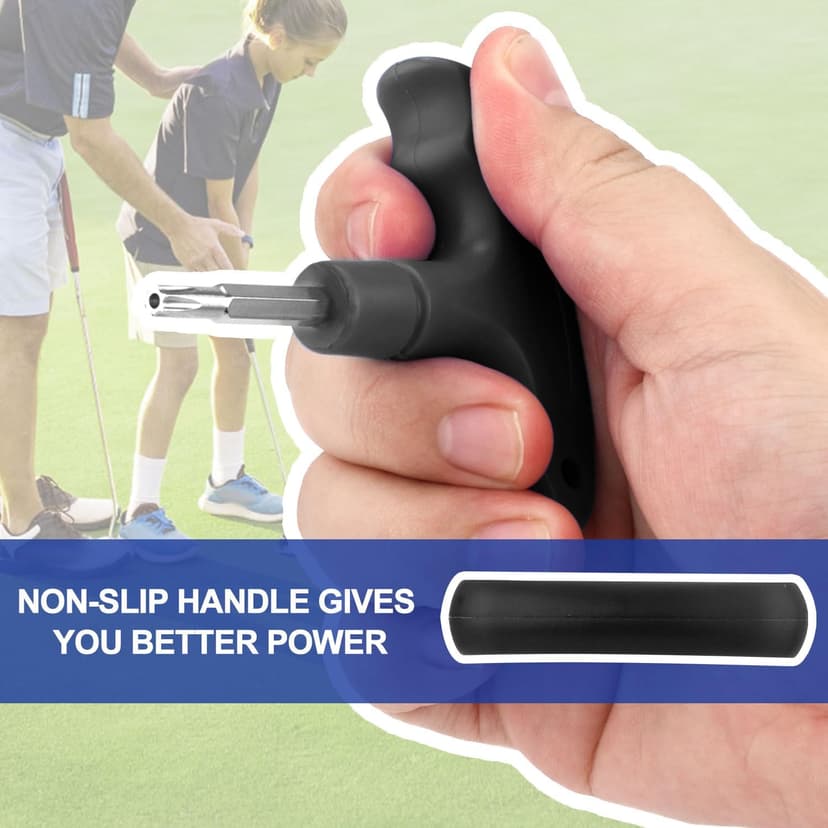Golf Torque Wrench, Adjustable Golf Tool with Plastic Handle Metal Golf Driver Tool Golf Driver Spike Wrench Portable Golf Club Adjustment Head Tool for Golf Club Driver Equipment (Black)