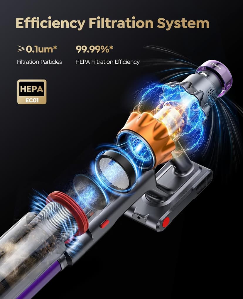 Cordless Vacuum Cleaner, 550W/45KPA/60Mins(ECO Mode) Vacuum Cleaners for Home, Self-Standing Stick Vacuum with Wall Mount Charging and Auto Mode, Handheld Vacuum for Pet Hair/Carpet/Floor