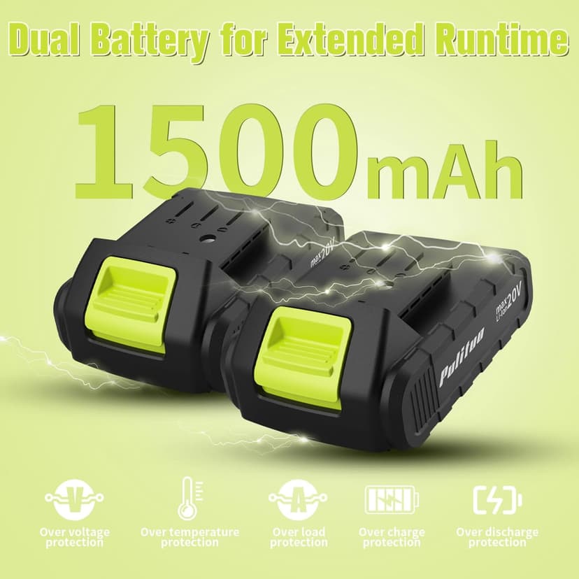 PULITUO'S 20V Cordless Drill/Driver, Electric Screwdriver - 2 Batteries, 30Nm, 21+1 Torque, 2 Speed, Keyless 3/8" Chase Drill with LED Light, Kit for Home (Green)