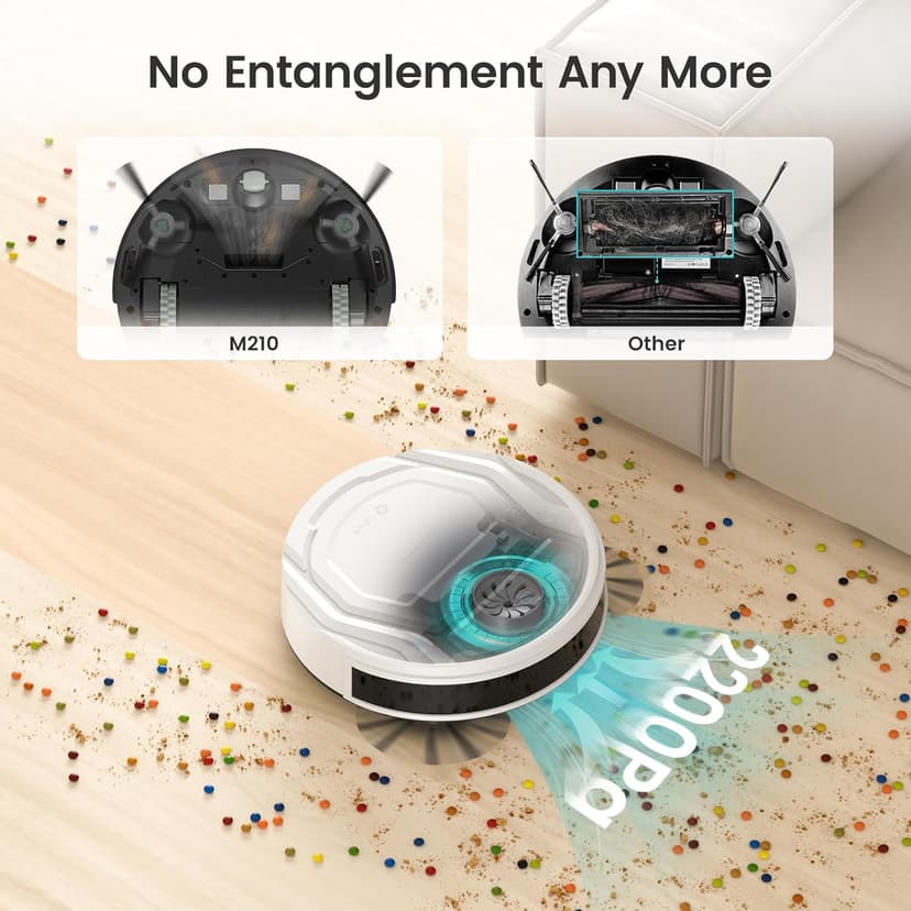 Lefant M210 Pro Robot Vacuum Cleaner, 2200Pa Powerful Suction, 120 Mins Runtime, Automatic Self-Charging, Wi-Fi/App/Alexa Control, Perfect for Pet Hair, Hard Floors, and Low-Pile Carpets