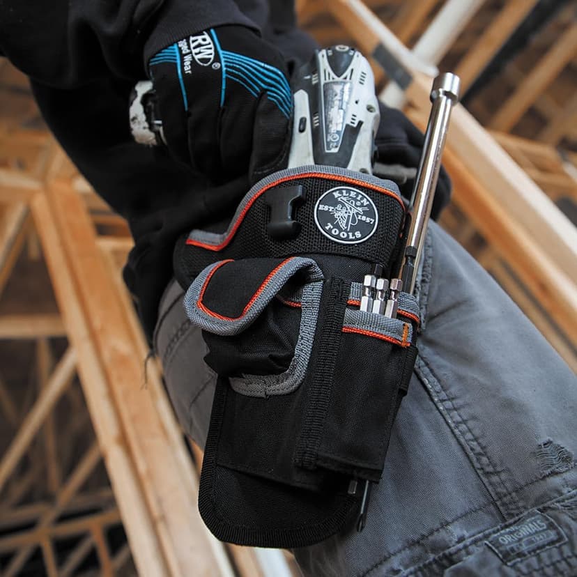 Klein Tools 5183 Tool Bag, Tradesman Pro Drill Pouch, 1680d Material, Drill Holster with Pockets for Tools and Bits