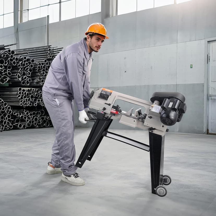 VEVOR Metal Horizontal Band Saw, 4 x 6 in Rectangular Cutting Capacity, 110V, 550W, 0-45 Angle Adjustment, Variable Speed, for Metal, Wood, and Plastic