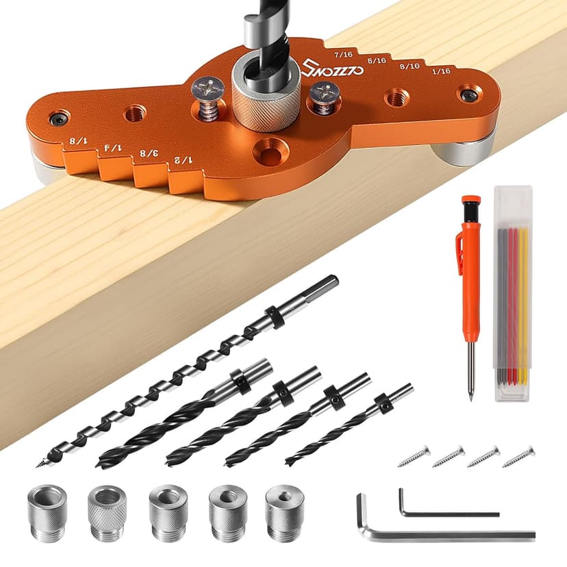 Dowel Jig Kit for Floating Shelf Bracket(& 1/2" x 11.8" Drill Bit),Self-Centering Scriber(& 6mm,8mm,10mm,12mm Drill Bits),Drill Guide for Hidden Shelf Brackets & Mantels,Centering Hole Drill