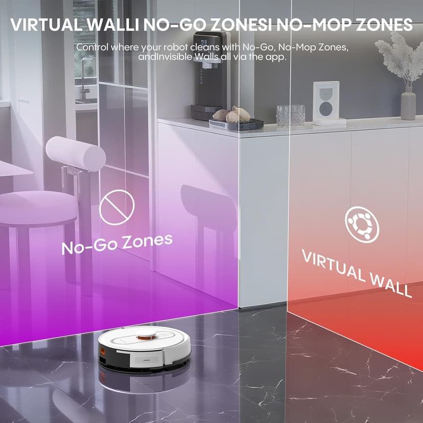 Bagotte Robot Vacuum and Mop, 5000Pa Self Emptying Robotic Vacuum with Mapping,60-Day Hands-Free Cleaning, LiDAR Navigation, No-Go Zones,Wi-Fi/App/Alexa Control, for Pet, Hard Floors, Carpets