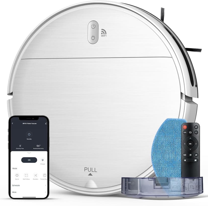 Robot Vacuum and Mop Combo, 2 in 1 Mopping Robot Vacuum Cleaner with Schedule, Wi-Fi/Voice/App, Strong Suction, Easy of Use, Self-Charging Robotic Vacuum, Slim, Ideal for Hard Floor, Pet Hair, Carpet