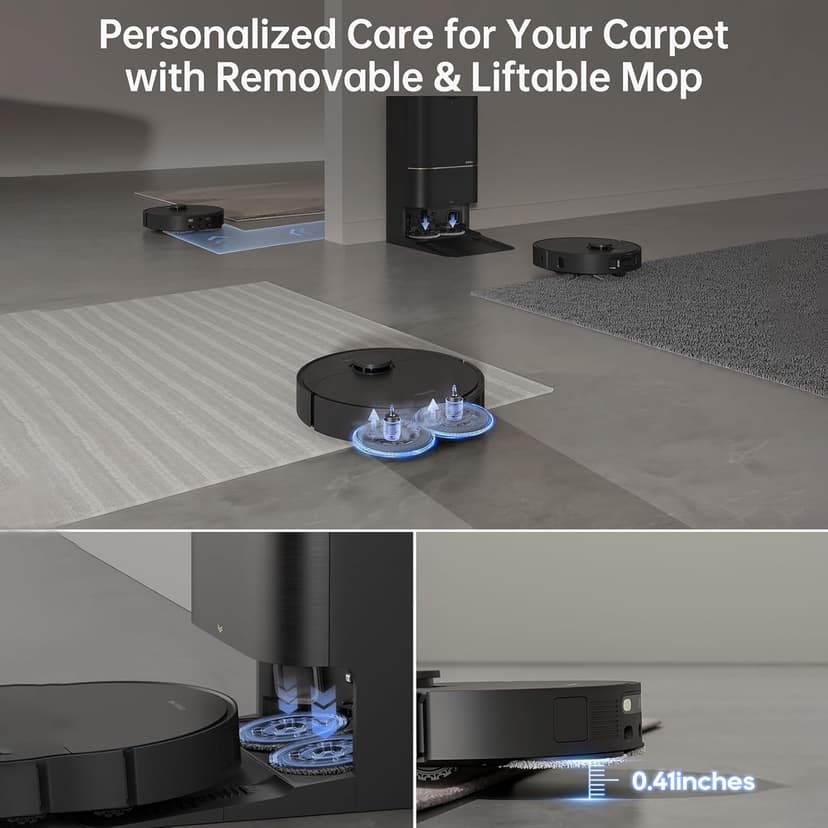 dreame X30 Ultra Robot Vacuum and Mop Combo, Extendable & Liftable Mop, 75Days Self-Emptying Robot Vacuum, 260Mins Runtime, 8,300 Pa Suction, 140°F Self-Cleaning & Auto-Drying Mops