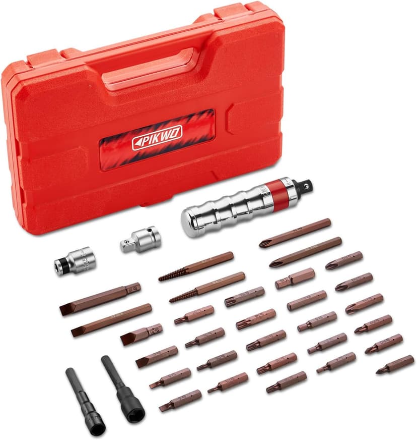 Hand Manual Reversible 35PCS Master 1/2-inch 3/8-inch Impact Driver Set Extractor- Impact Screwdriver S2 Steel Disengage Rusted Fasteners or Frozen Bolts