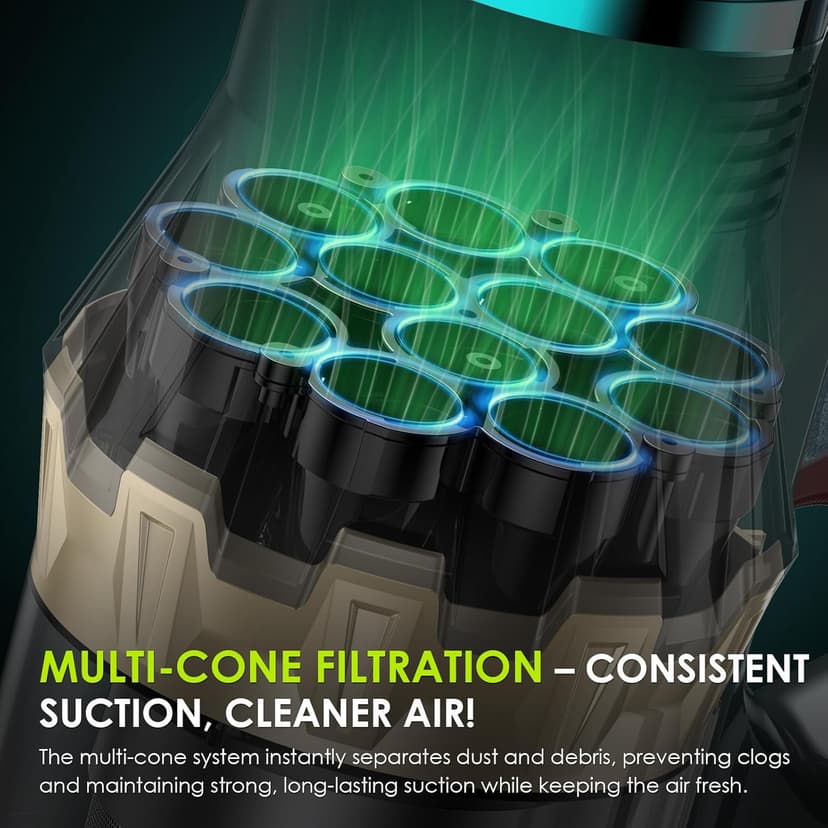 Cordless Vacuum Cleaner, 550W/48Kpa Self-Standing Vacuum Cleaners for Home, up to 70 mins Run Time, Powerful Suction with Touch Screen, Stick Vauum Cleaner for Pet Hair,Carpet,Hardwood Floor