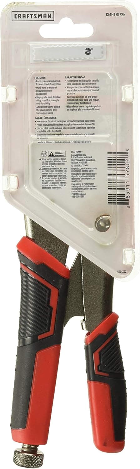 CRAFTSMAN Locking Pliers, Curved Jaw, 10WR, 10-Inch (CMHT81726)