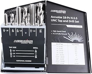 Accusize Industrial Tools U.N.C. 18 Pc H.S.S. Tap and Drill Set, 0001-0040