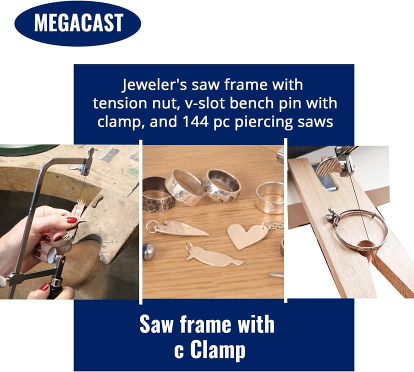 3 in 1 Professional Jeweler's Saw Set Saw Frame 144 Blades Wooden Pin Clamp Wood Metal