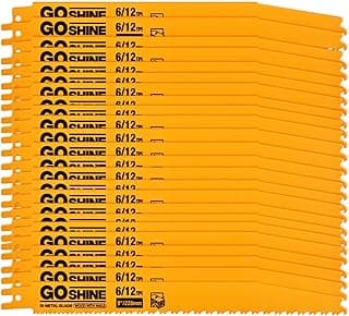 25 Pack 9 in 6/12TPI Reciprocating Saw Blades,Stud and Nail sawzall Blades, 9" High-Strength Bi-Metal sawzall Blades for Wood and Nail-Embedded Wood, Small Branches, Pallets,PVC Pipe