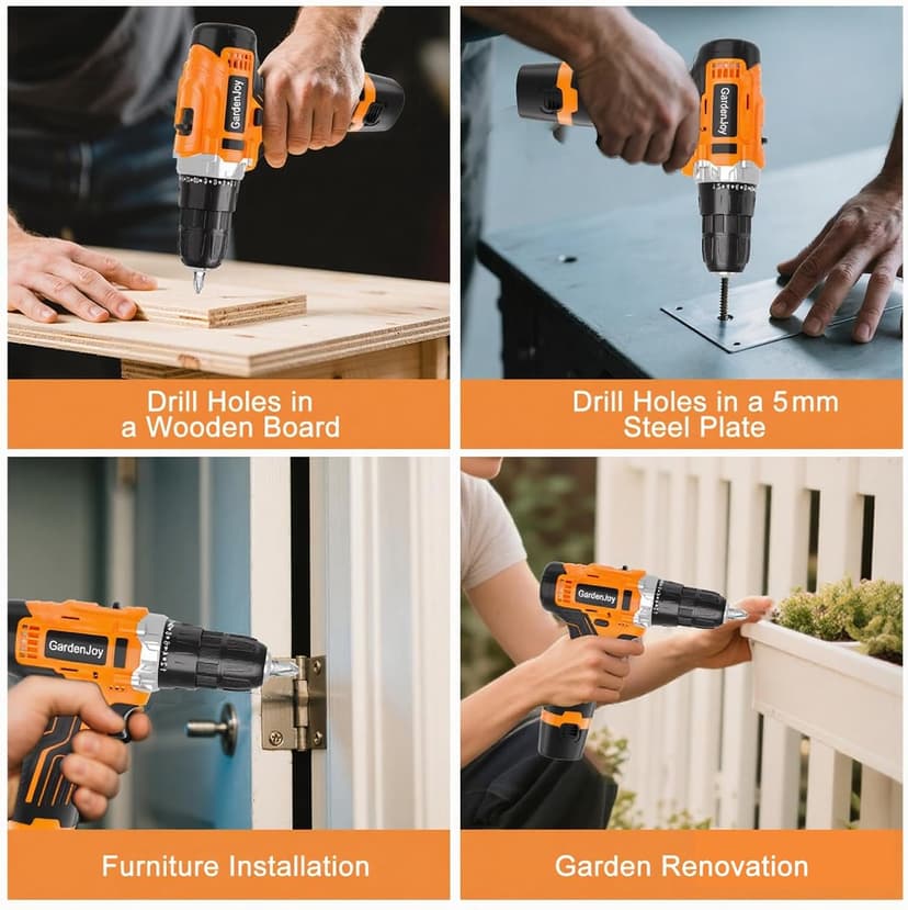 12V Cordless Electric Drill Driver Set, Powerful Lightweight Portable Rechargeable Screwdriver 65pcs Accessories,2-Speed, 24+1 Position for Wood/Wall Drilling & Screw Driving, Home DIY Tool woman man