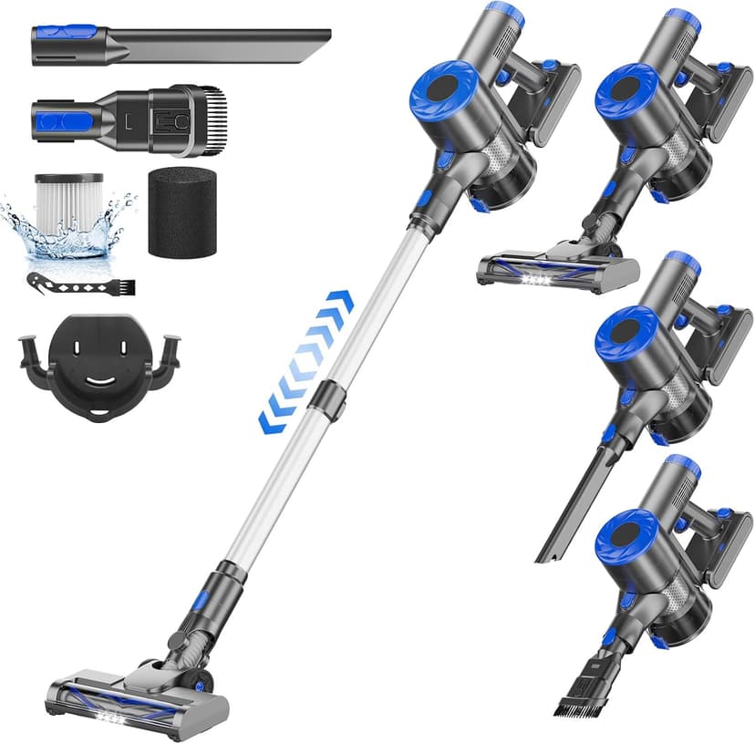 Cordless Vacuum Cleaner, Super Power Suction Stick Vacuum Cleaners with 2200 mAh Battery,8-in-1 Lightweight Self-Standing, 35 Mins Runtime for Home Hard Floor Low-Pile Carpet Pet Hair