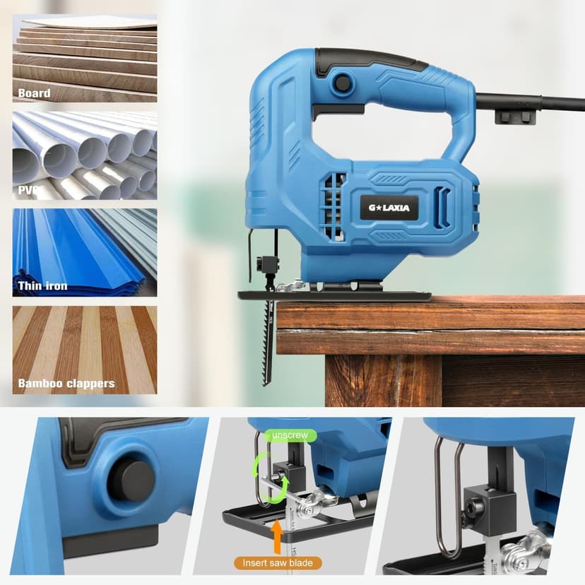 4-1/2" 3400RPM Cordless Circular Saw with Laser Guide and 3.5 Amp Corded Jig Saw with 3pcs Cutting Blades