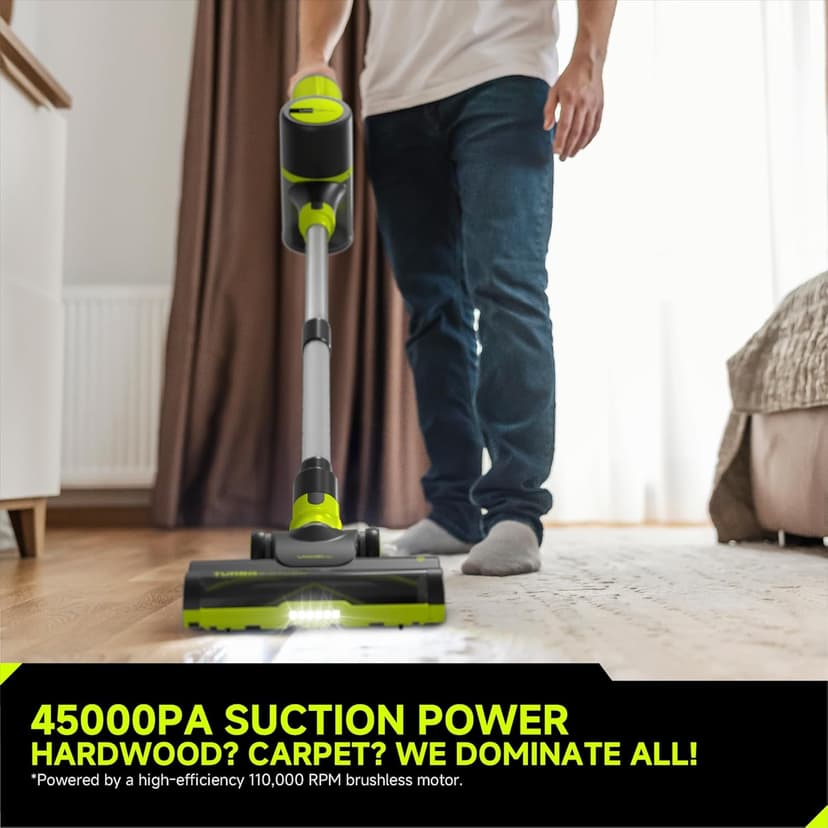 UNINELL HOME Cordless Vacuum Cleaner, 45Kpa 55 Mins Vacuum Cleaners for Home, Vacuum Cleaner Self-Standing, Anti-Tangle Stick Vacuum, Lightweight, Wall Mount Charging Vacuum for Pet Hair,Carpet,Floor