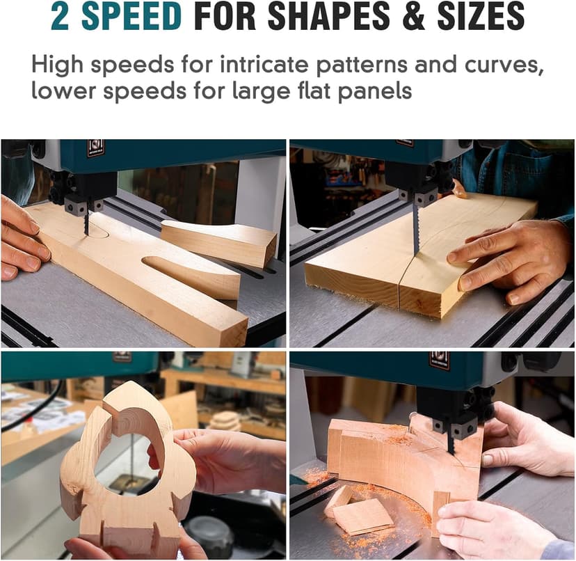 3Amp 9 Inch Benchtop Band Saw, 2-Speed（1700/2500FPM）with 360° Work Light, Miter Gauge & Rip fence, Steel Base, Band Saws for Woodworking