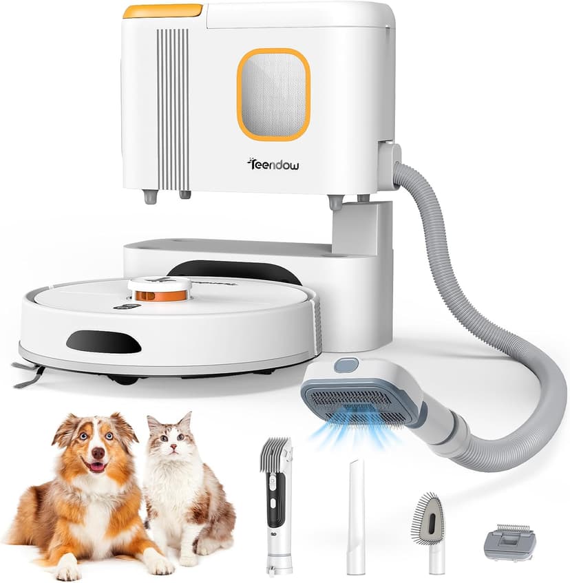 D20S Max+ Robot Vacuum and Mop, Specifically Handling Pet Hair Design, 6000Pa Max Suction, with Self-Empty Dock, 10 Weeks Hands-Free Cleaning, PreciSense LiDAR Navigation, App & Voice Control