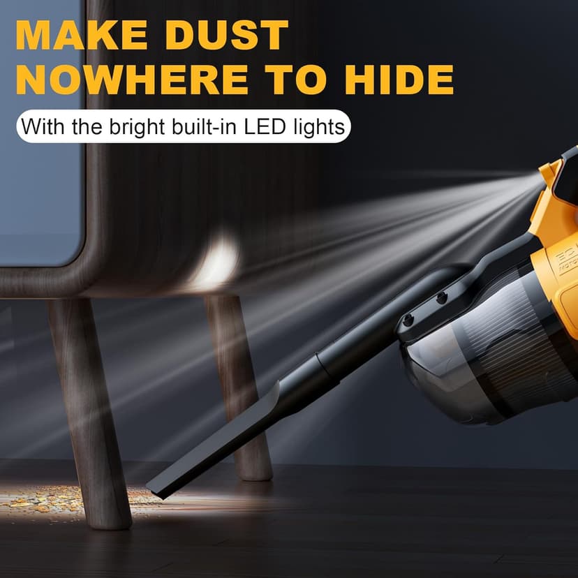 Cordless Vacuum Cleaner for Dewalt 20V Battery,100 AW Handheld Vacuum Cleaner with Washable HEPA Filter,55CFM Portable Shop Vacuum for Car/Pet Hair/Carpets/Hard Floors(No Battery)