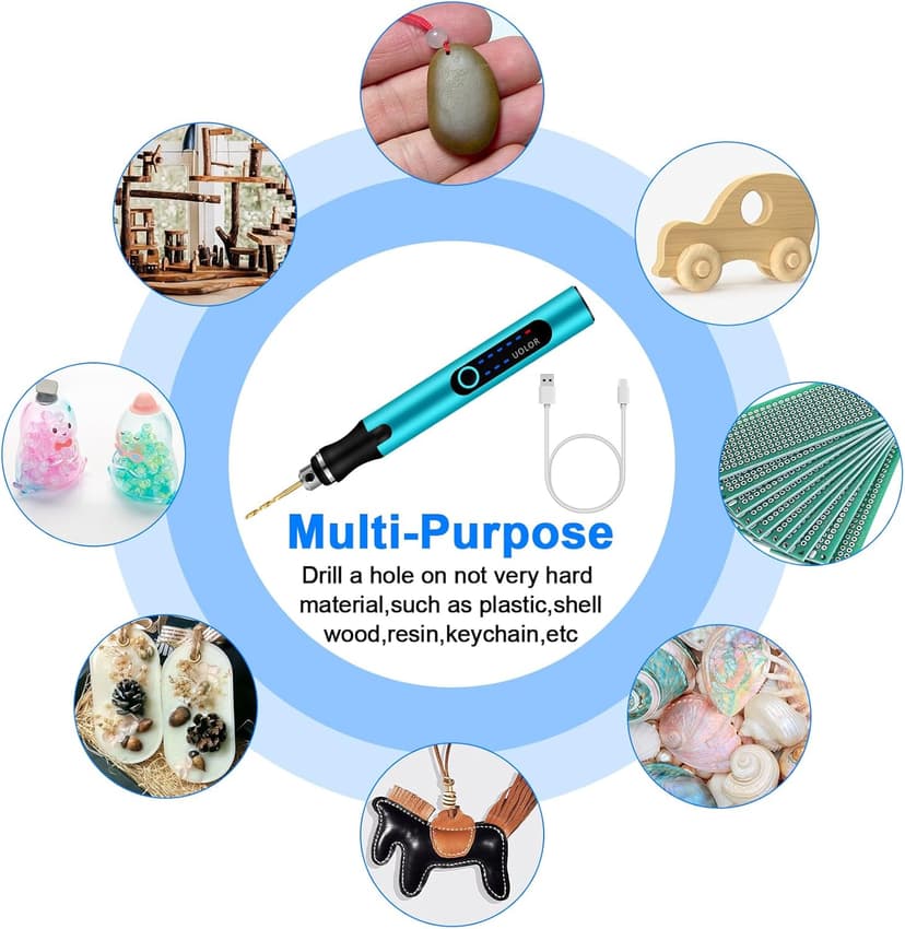 3-Speed Cordless Mini Drill Pen, Rechargeable DIY Electric Hand Drill with 10 Small Drill Bits, Micro Drill Set for Jewelry Making Stone Plastic Resin Keychains