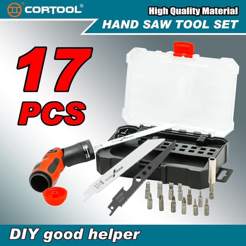 Multi Blades Hand Saw, Small Hand Saw Tool Set for Cutting Wood, Drywall, Plywood, Plastic, Soft Metal for DIY Crafts in Portable Storage Case with Screwdriver Bits