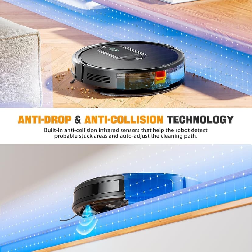 Robot Vacuum and Mop Combo, 2 in 1 Mopping & Mopping Robot with Schedule, App/Bluetooth/Voice, 3200Pa Max Suction, Self-Charging Robot Vacuum Cleaner, Slim, Ideal for Pet Hair, Hard Floor, Carpet