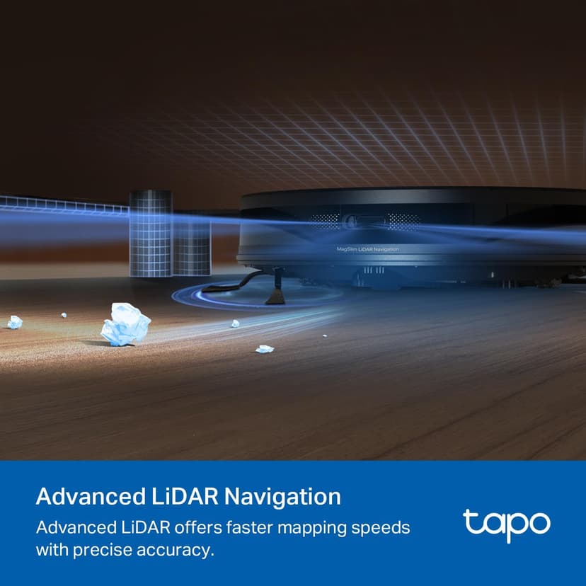 Tapo Ultra-Slim LiDAR Smart Navigation Robot Vacuum and Mop with Self-Emptying Dock, 5300Pa Max, 97%+ Dust Pickup Rate, Self-Charging, Compatible with Alexa & Google Home, RV20 Max Plus
