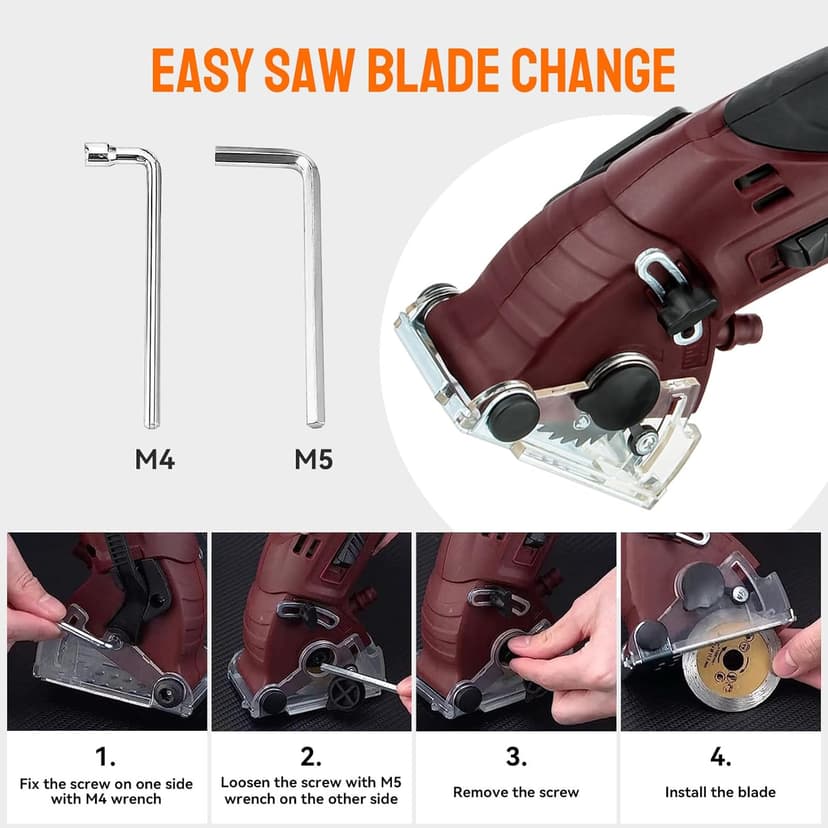 Mini Circular Saw Set, Handheld Circular Saw Corded 3400RMP 400W 110V Max Cutting Depth ½ Inch/12mm w/6 Blades, Multifunction Compact Circular Saw for Wood Drywall Tile Soft Metal PVC Pipe
